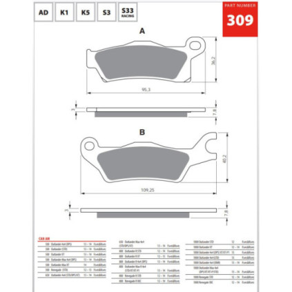 GOLDFREN Brake Pads 309 Ceramic Carbon AD