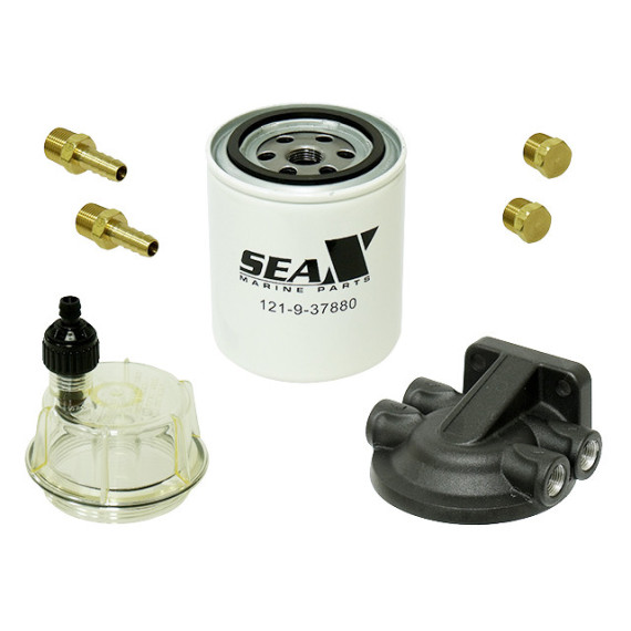 Sea-X fuel water separating filter w/clear bowl & bracket 3/8