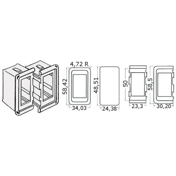 plastic bezel, right/left