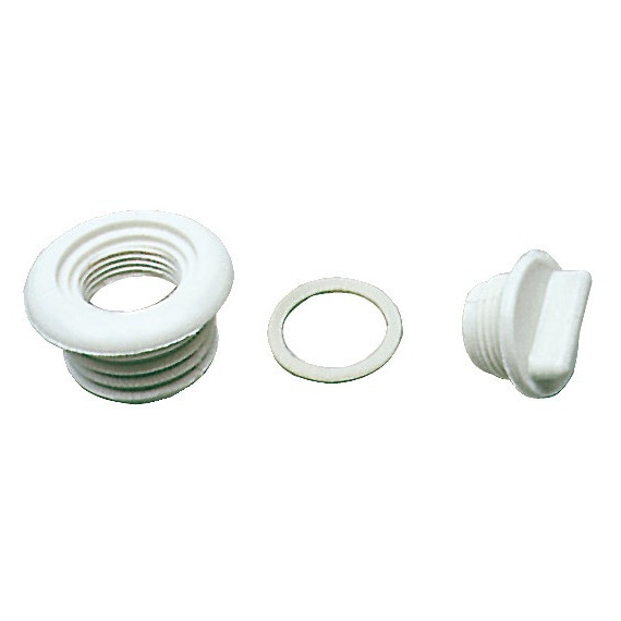 white nylon water drain plug