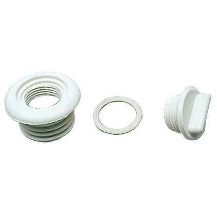 white nylon water drain plug