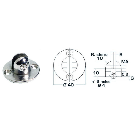 Base with fork/ pin Ø 6mm