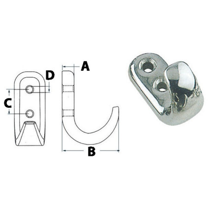 Hook,polished AISI 316 SS