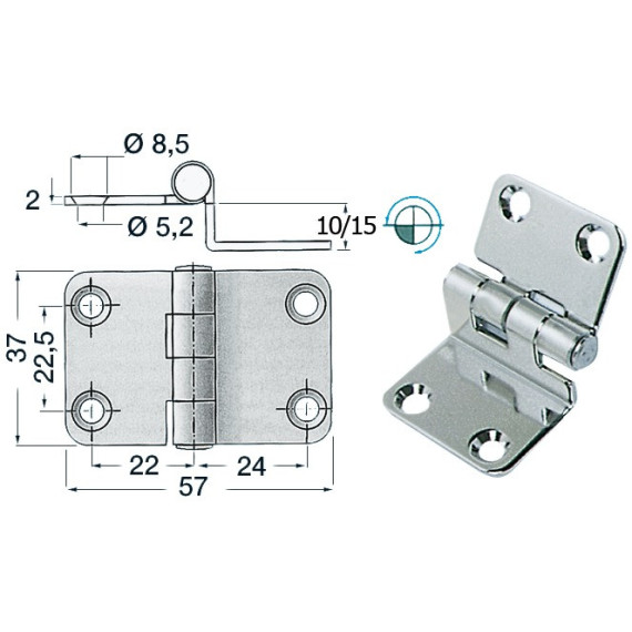 S.S hinge 57x37x10