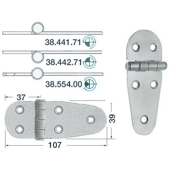 SS hinge 107x39 mm