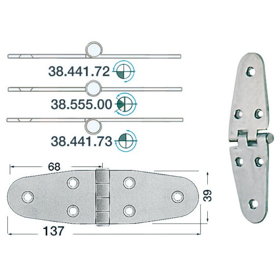 hinge w/release pin,SS 137x39