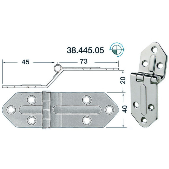 SS hinge w/release pin 118x40