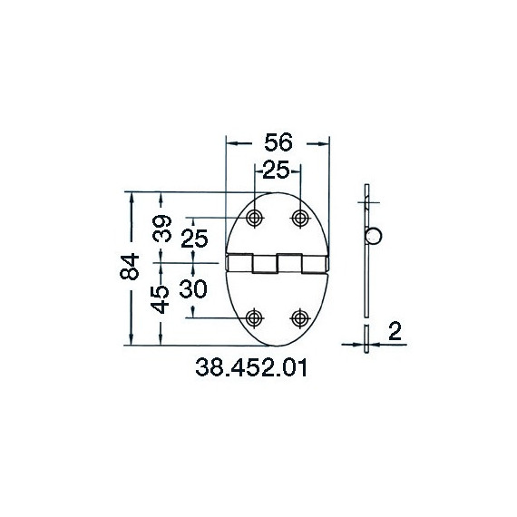 hinge 78x56mm 3mm screws