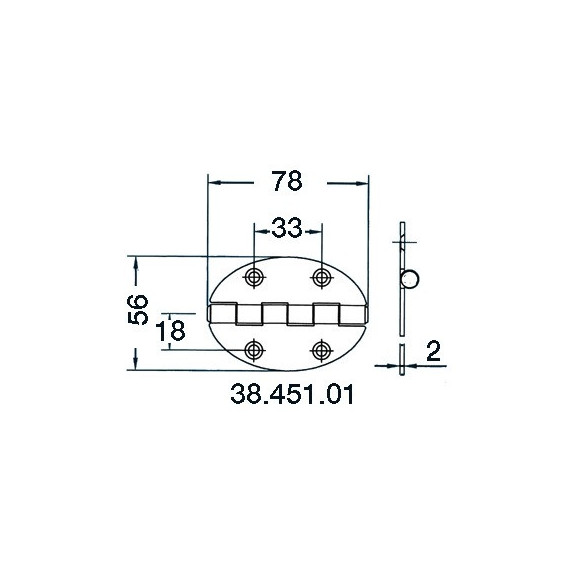 hinge 78x56mm 2mm screws