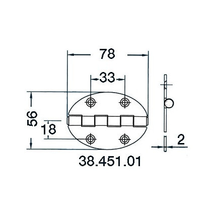 hinge 78x56mm 2mm screws