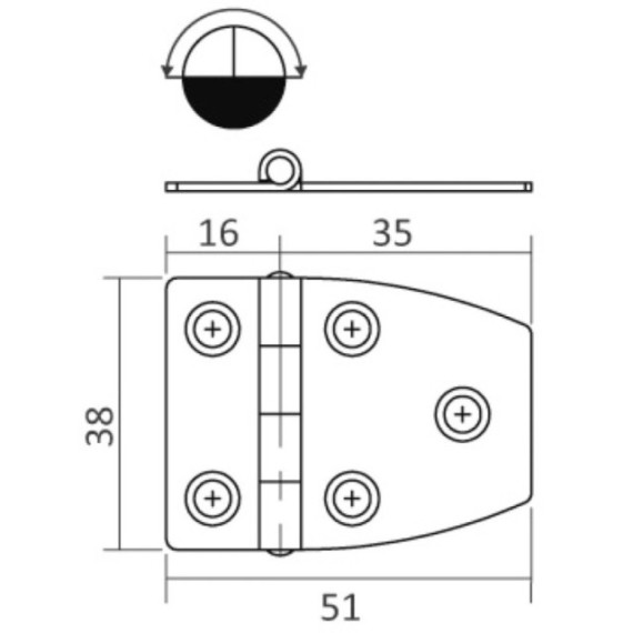 S.S hinge 51x27 mm