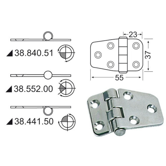 S.S hinge 55x37 mm