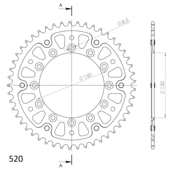 Supersprox Stealth Rear sprocketYA YZ/WRF/YZF 99- Gold 49