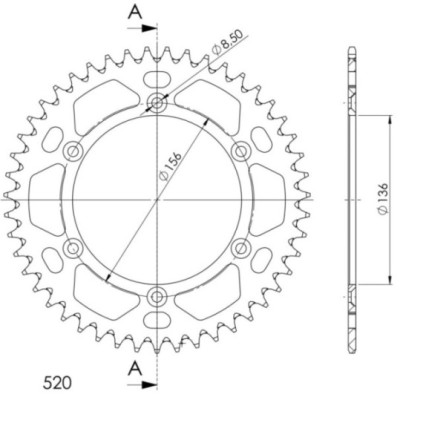 Supersprox Alu Rear sprocket Husqv. Red 47