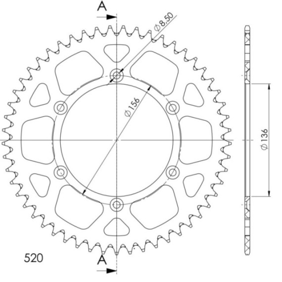 Supersprox Alu Rear sprocket Husqv. Red 52