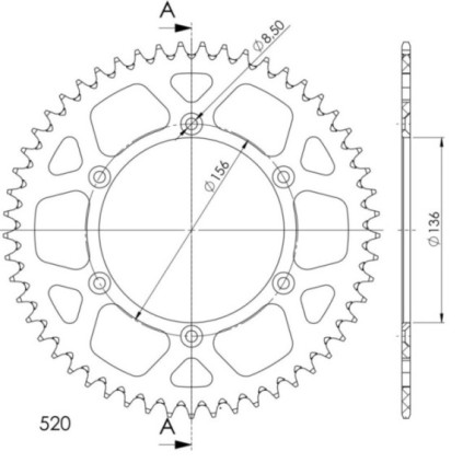 Supersprox Alu Rear sprocket Husqv. Red 52