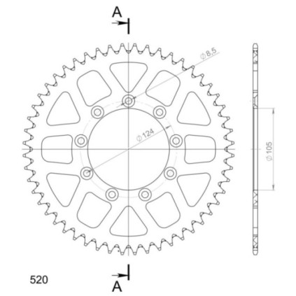 Supersprox Alu Rear sprocket TM Blue  52