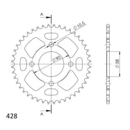 Supersprox Alu Rear sprocket HO CBR125 11- Red 44