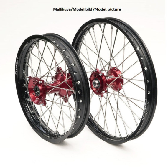 REX WHEELS 18-2,15 RMZ250/450  07-.. BLACK RIM/RED HUB 25MM