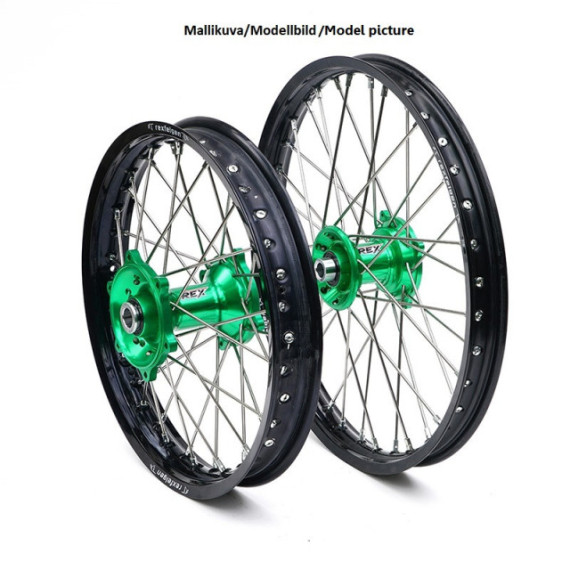 REX WHEELS 19-2,15 KX250/KXF450 03-.. BLACK RIM/GREEN HUB 25MM