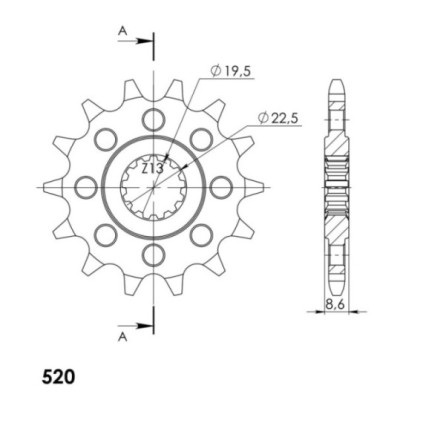 Supersprox Front sprocket 1447.14RB with rubber bush