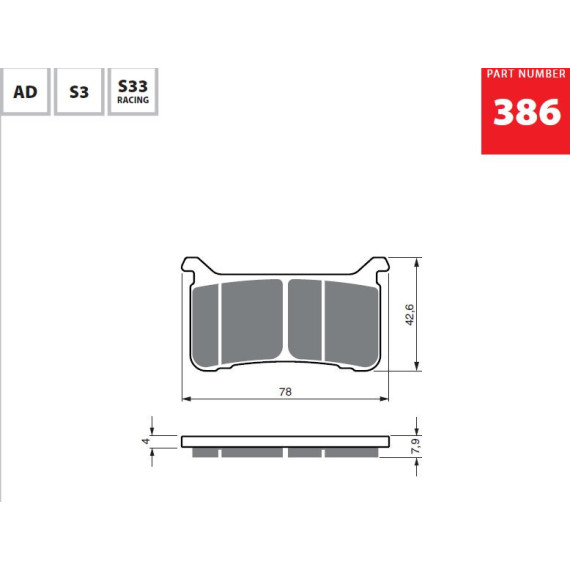 GOLDFREN Brake Pads 386 Ceramic carbon AD