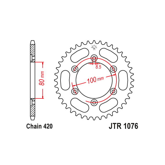 Rear sprocket, 52 teeth (420), Rieju RR, Spike