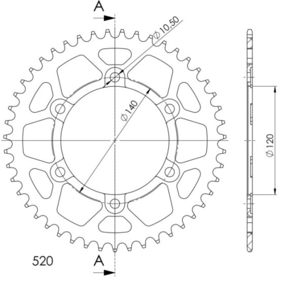 Supersprox Alu Rear sprocket SU Black 45