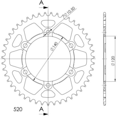 Supersprox Alu Rear sprocket SU Black 45