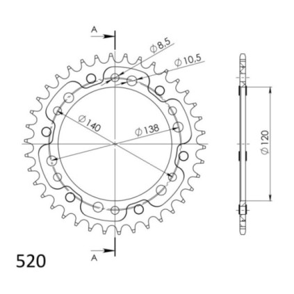 Supersprox Stealth Rear sprocket Gold 