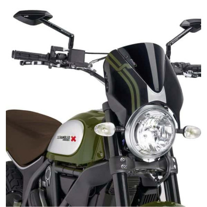 Puig Windshield Retrovision Scrambler 15-17 Black/Bl