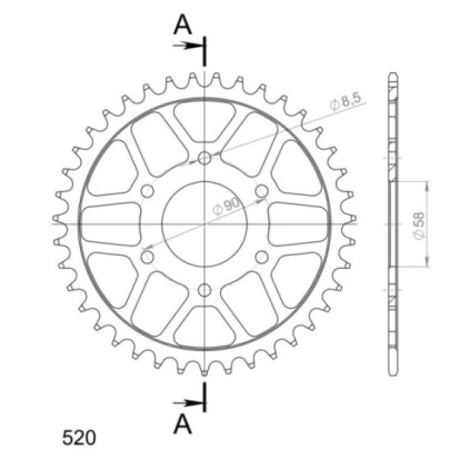 Supersprox Rear Sprocket Steel RFE-812:39 Silver