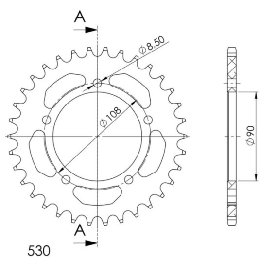 Supersprox Rear Sprocket Alu RAL-1022:38 Silver