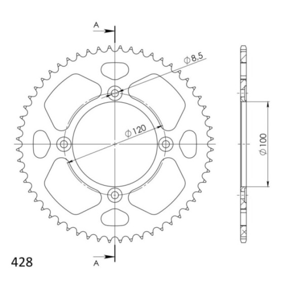 Supersprox Rear Sprocket Alu RAL-1140:56 Red