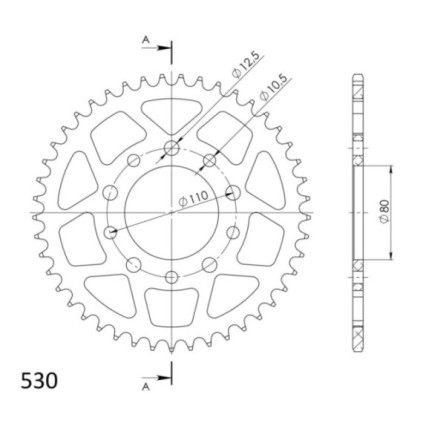 Supersprox Rear Sprocket Alu RAL-1334:45 Black