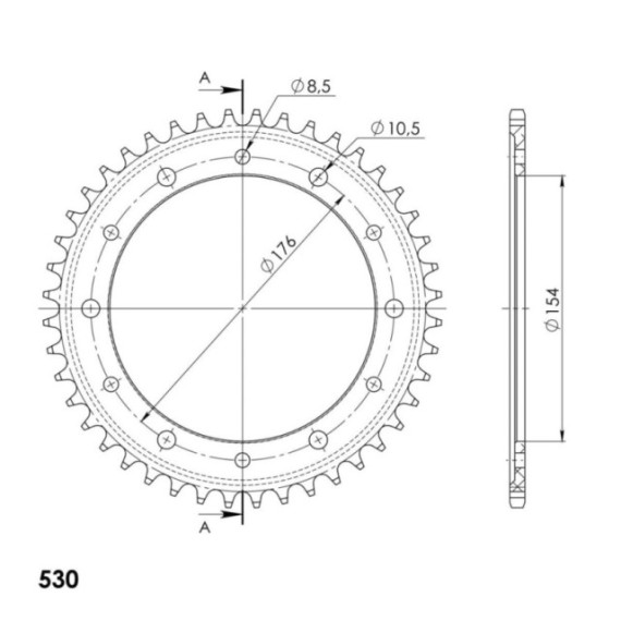 Supersprox Rear Sprocket Alu RAL-1340:44 Red