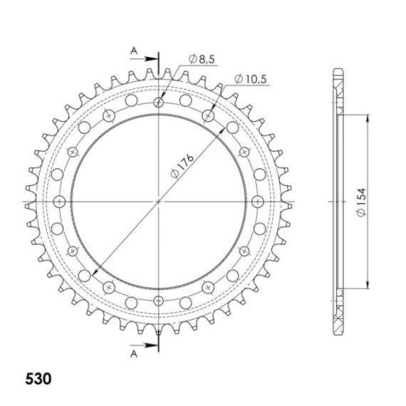 Supersprox Rear Sprocket Alu RAL-1340:45 Black