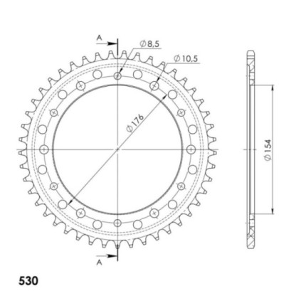 Supersprox Rear Sprocket Alu RAL-1340:45 Red