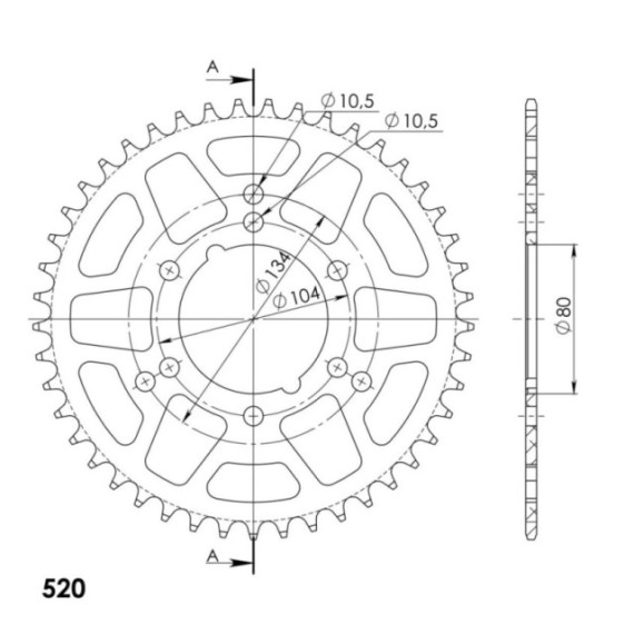 Supersprox Rear Sprocket Alu RAL-1478:45 Black