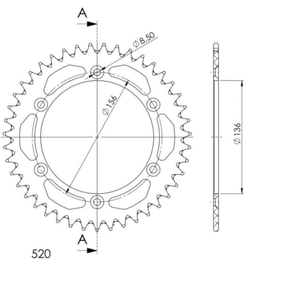 Supersprox Rear Sprocket Alu RAL-1512:42 Gold