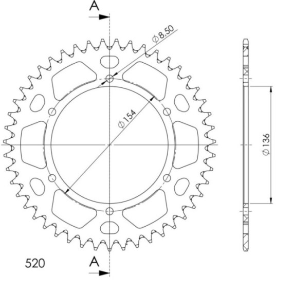 Supersprox Rear Sprocket Alu RAL-1515:47 Black