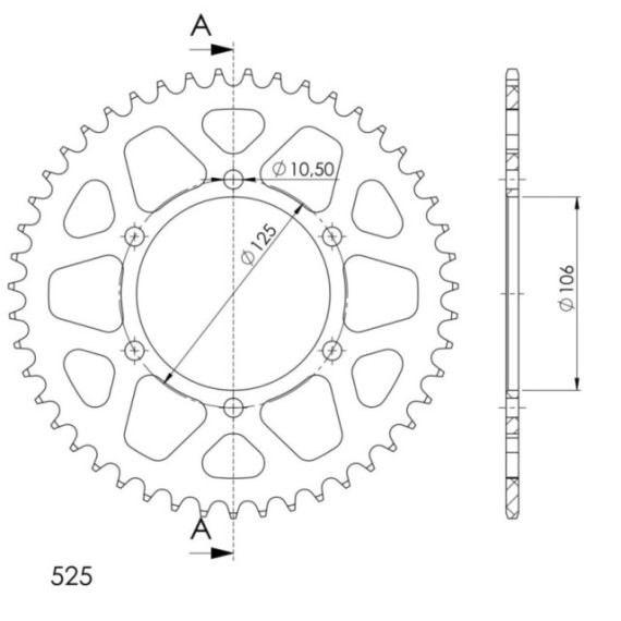 Supersprox Rear Sprocket Alu RAL-2012:47 Black