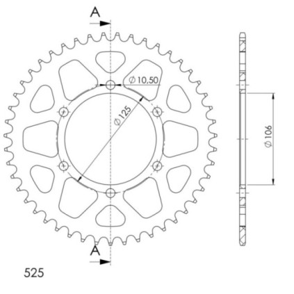 Supersprox Rear Sprocket Alu RAL-2012:47 Black