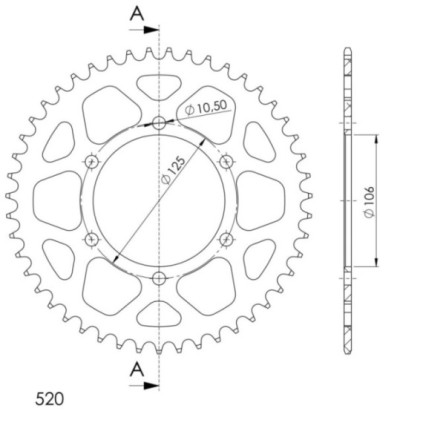 Supersprox Rear Sprocket Alu RAL-2013:47 Black