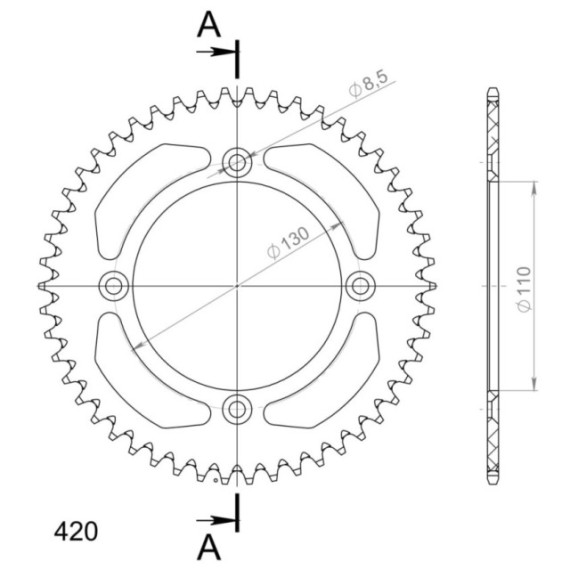 Supersprox Rear Sprocket Alu RAL-209:50 Blue