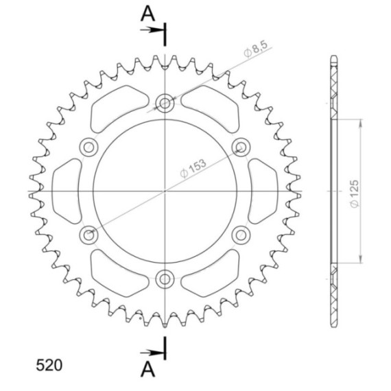 Supersprox Rear Sprocket Alu RAL-210:45 Silver