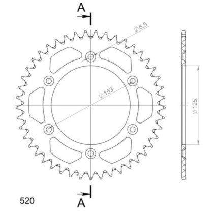 Supersprox Rear Sprocket Alu RAL-210:45 Silver