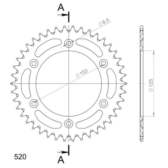 Supersprox Rear Sprocket Alu RAL-210/990:40 Silver