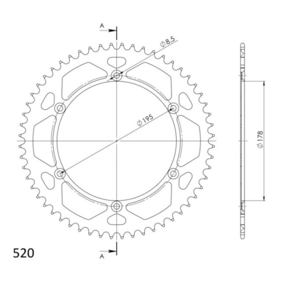 Supersprox Rear Sprocket Alu RAL-225:56 Silver