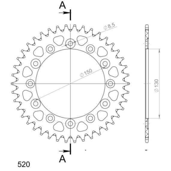 Supersprox Rear Sprocket Alu RAL-245/2:42 Black